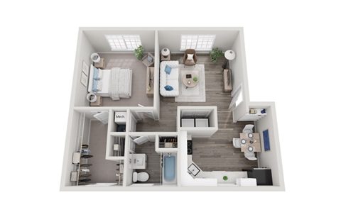 1 bedroom floor plan | 705 Sq. Ft. at Eastlake Gardens, Georgia, 30032